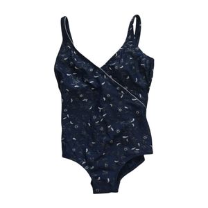 Vintage 90s Gottex Navy Floral Print One Piece Swimsuit